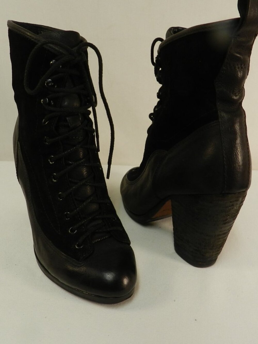 Rag & Bone Leather & Suede color-block heeled lace up boots Size Sz 37 US 7